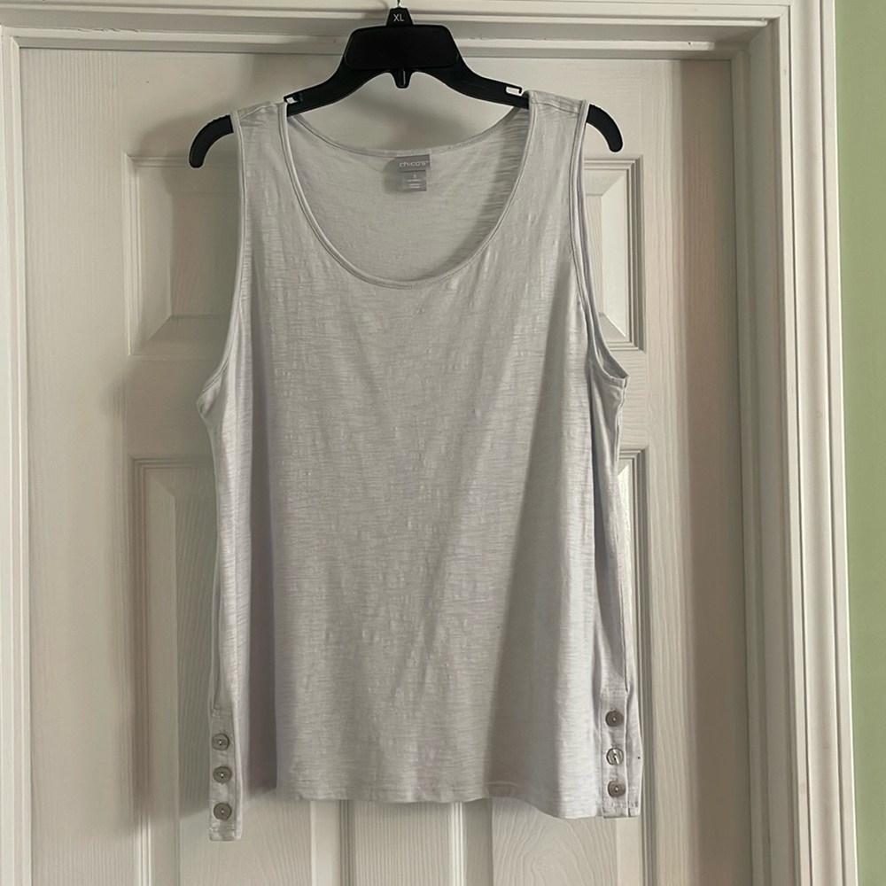 Chico’s Size 3 gray sleeveless tank shirt-Sz XL